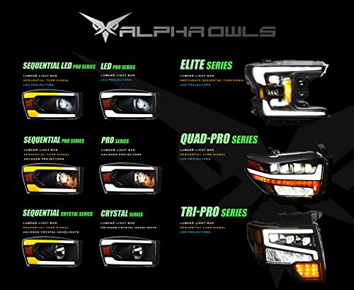 Alpha Owls 8710401 Crystal Headlights With Switchback Sequential LED Light Bar & Startup Light – Black Amber Fits 2009-2018 Dodge Ram 1500 2500 3500/2019-2023 Classic Halogen Models - Image 11