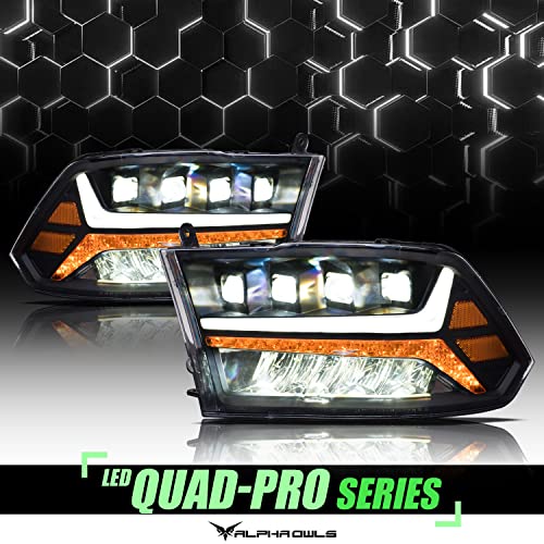 Alpha Owls 8710401 Crystal Headlights With Switchback Sequential LED Light Bar & Startup Light – Black Amber Fits 2009-2018 Dodge Ram 1500 2500 3500/2019-2023 Classic Halogen Models - Image 3