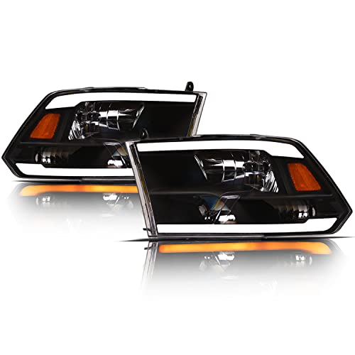 Alpha Owls 8710401 Crystal Headlights With Switchback Sequential LED Light Bar & Startup Light – Black Amber Fits 2009-2018 Dodge Ram 1500 2500 3500/2019-2023 Classic Halogen Models - Image 10
