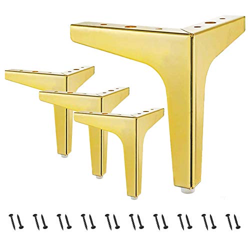 7 Triangle Furniture Legs,A Set of 4??Modern Metal Diamond Triangle Furniture Feet DIY Replacement Gold for Cabinet Cupboard Sofa Table Couch legs Couch Chair Legs (7 / 17.5cm, Golden)