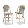 PURPLE LEAF French Counter Height Bar Stool Set of 2 25 White Print Finish Patio Bar Chairs with Back Rattan Bar Chairs French Bistro Set for Kitchen Outdoor Counter Stool Colorful