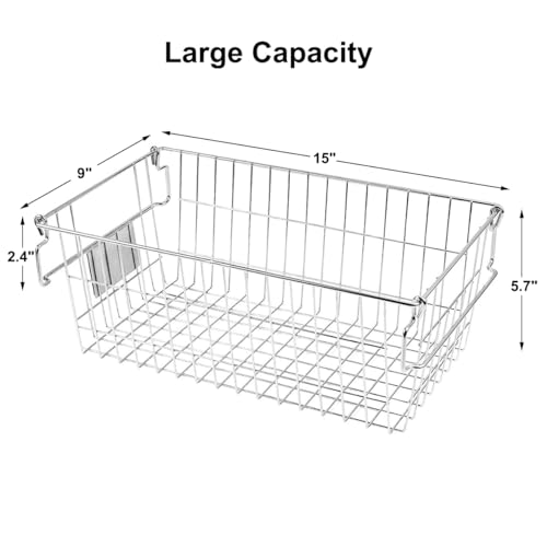 Orgneas Stackable Chest Freezer Baskets Organizer Bins, Metal Wire Baskets Pantry Organizer Produce Baskets with Tag Slot for Snacks Vegetables and Fruits - Image 9