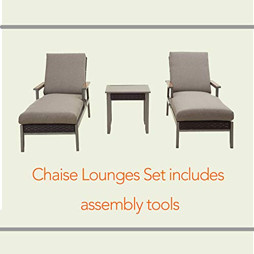 LOKATSE HOME Outdoor Patio Chaise Lounge Chair Cushion Furniture Reclining Adjustable with Armrest for Pool, Deck or Yard, Dark Gray - Image 8