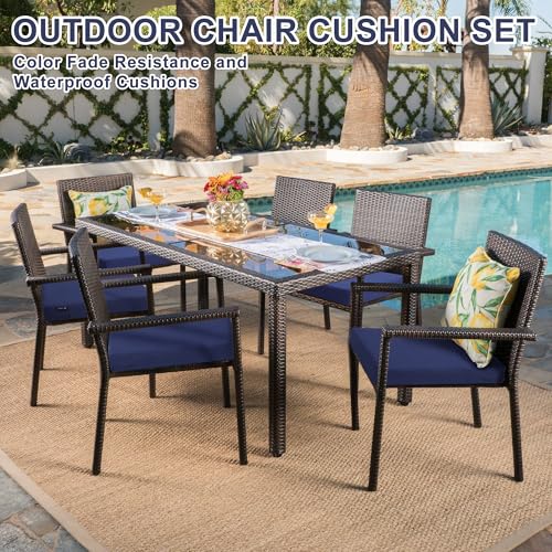 Favoyard Outdoor Chair Cushion Set of 4 Rainproof & Color Fade Resistant 19 x 19 x 2 in Square Corner Patio Furniture Cushions with Waterproof Hidden Zipper Attach Ties for Dining Table Chairs Seats - Image 23