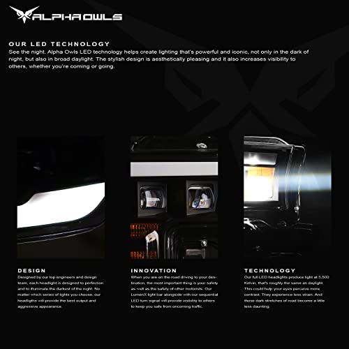 Alpha Owls 8710401 Crystal Headlights With Switchback Sequential LED Light Bar & Startup Light – Black Amber Fits 2009-2018 Dodge Ram 1500 2500 3500/2019-2023 Classic Halogen Models - Image 4
